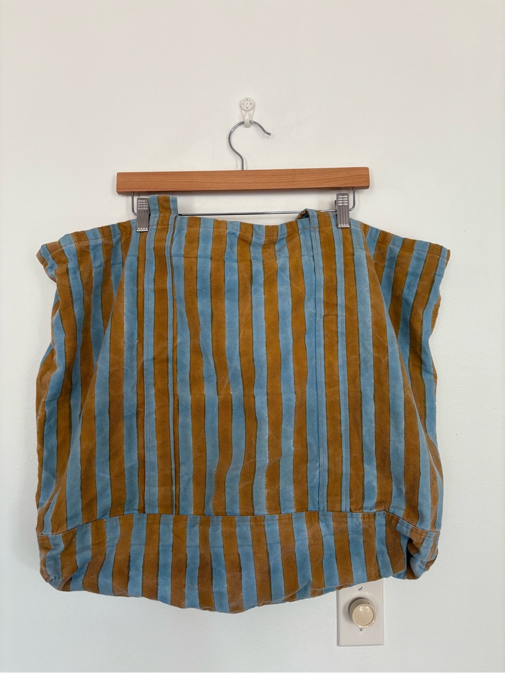 SZ Blockprints || Oversized Slouchy Tote Thick Stripe Floral Green Blue Pink - Picture 4 of 7